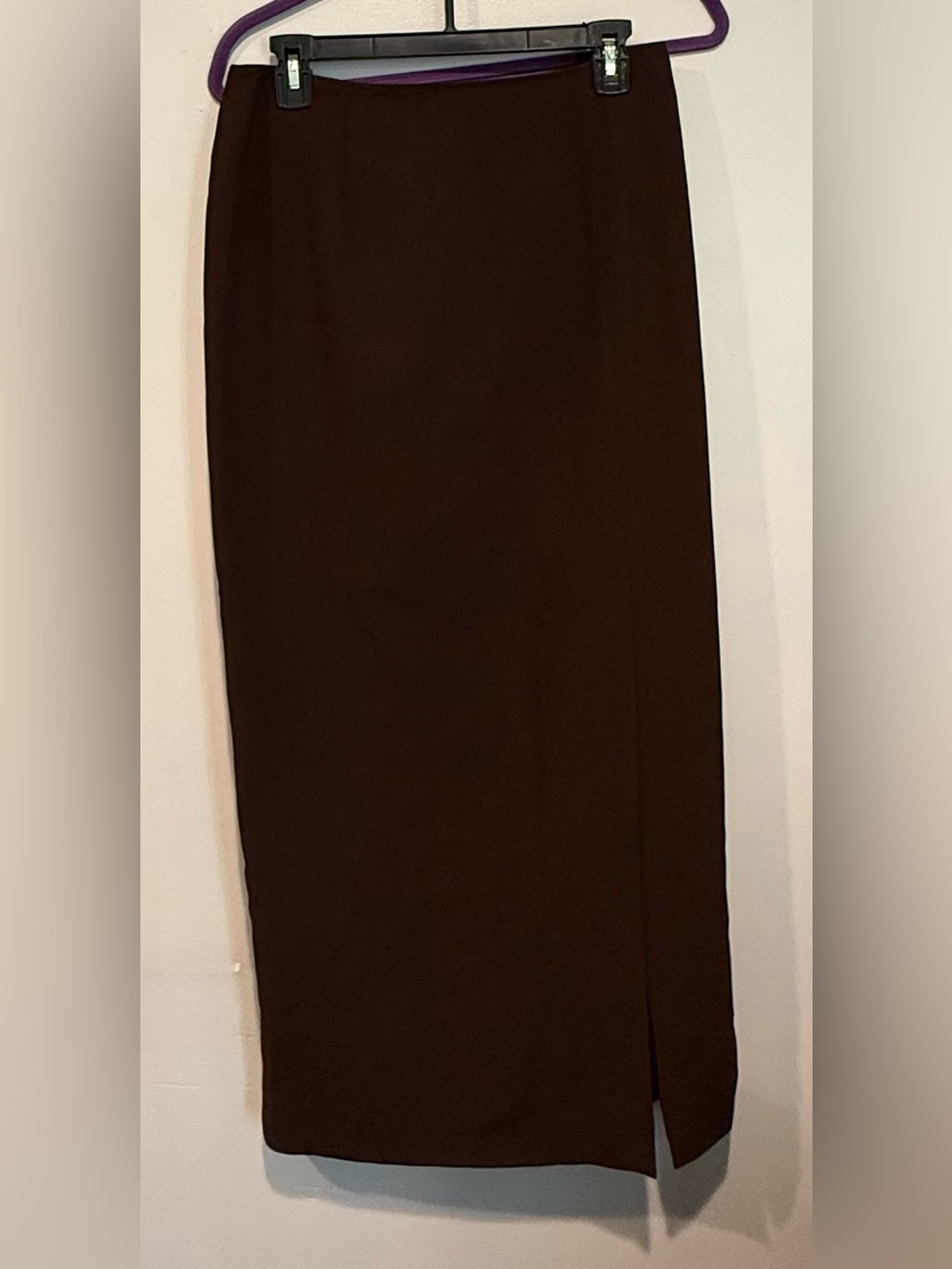 Dana Buchman Wool Blend Long Maxi Pencil Skirt in Dark Brown